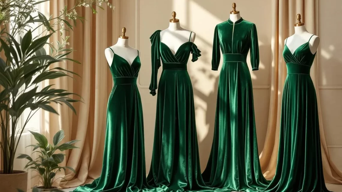 Sélection robes vert émeraude en velours : allier luxe et raffinement