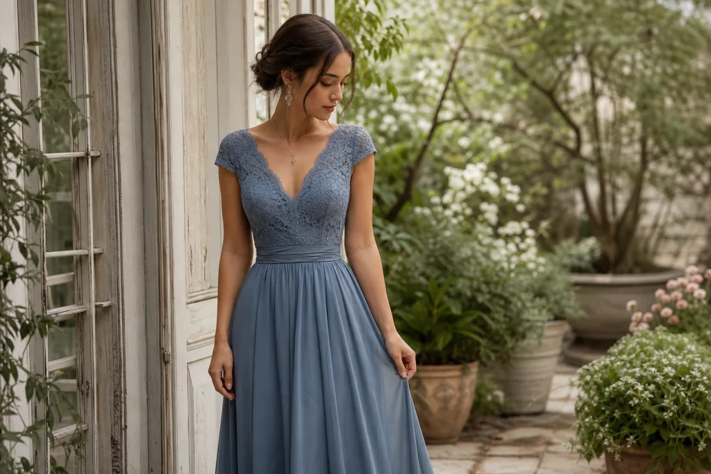 Quand les créateurs réinventent la robe bleue : les tendances défilé qui inspirent les demoiselles d&rsquo;honneur