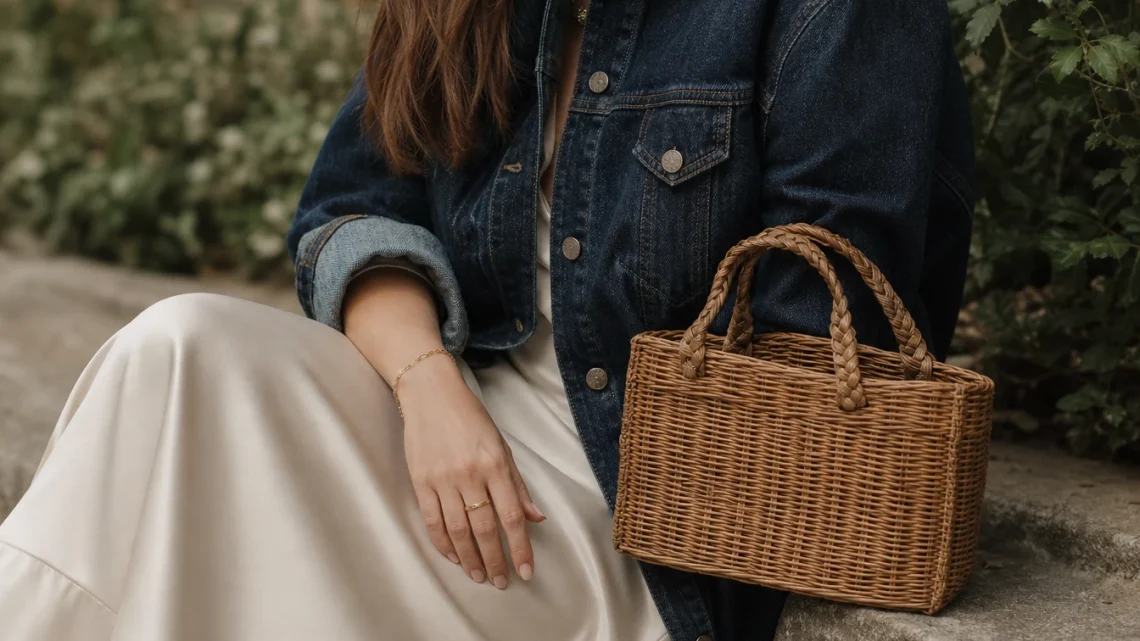Du jean brut à la jupe satinée : quelles pièces associer pour sublimer un sac en rotin&nbsp;?