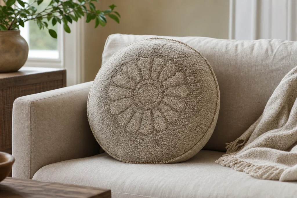 Coussin rond 45 cm : style, confort et astuces pour réussir sa déco