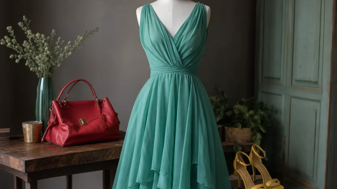L’art du contraste : comment sublimer une robe vert d’eau avec des accessoires aux couleurs audacieuses