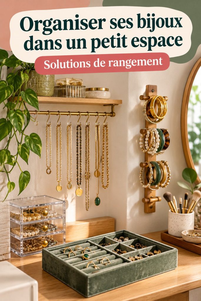Espace de rangement élégant pour bijoux dans un petit coin