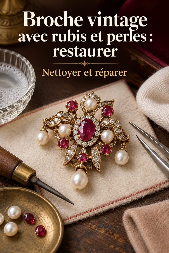 Restaurez votre broche vintage en rubis et perles